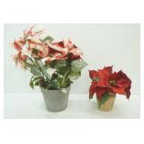 2 artificial poinsettia arrangements