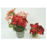 2 artificial poinsettia arrangements