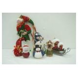 Pixie Elf Doll and Snowman Decor