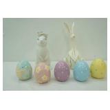 Resin White Rabbit Sculptures,  Ceramic Easter Eggs