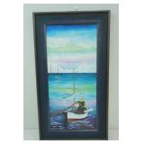 Bright Framed Oil on Canvas 17"x 31"