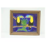 Framed Hand Painted Tiles. Costa Rica 11"x9.5"