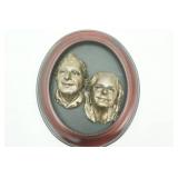 Framed Relief Face Sculptures 13"x 11" Oval