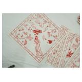 Vintage Egyptian Pattern Cotton Tablecloth and Napkin Set