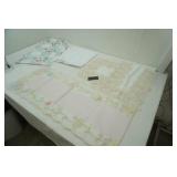 New Lace Table Runner and Doily Set; Embroidered Tablecloth and Napkin Set