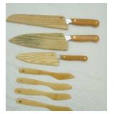 Kitchen Knife Set with Magnetic Wooden Sheaths & Bamboo Butter Spreaders