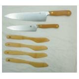 Kitchen Knife Set with Magnetic Wooden Sheaths & Bamboo Butter Spreaders