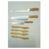 Kitchen Knife Set with Magnetic Wooden Sheaths & Bamboo Butter Spreaders