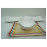 Ceriart Large Ceramic Serving Platter & Bowl Set. With Fiesta Placemat