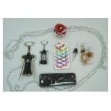 Wine Bottle Openers, Liquor Pourer, Wine Stoppers, Wine Glass Jewelry