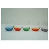 Stemless Wine Glass Set. Colored Glass, Roly Poly