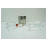 Bull Glass Butter Dish, Clear Glass Bowls and Stainless Steel Buckets