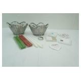Silver Toned Metal Baskets; Candlesticks; Post it Notes