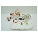 Christmas Ceramic Serving Platter, Bowl, Mugs