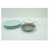 Vintage Pewter/Aluminum Bottle Coaster, Vintage Plates