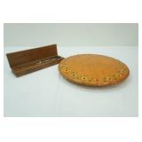 Vintage Wooden Centerpiece Platter; Vintage Poultry Shears with Wooden Case