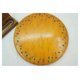 Vintage Wooden Centerpiece Platter; Vintage Poultry Shears with Wooden Case