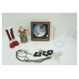 Vintage Collectible Plate, Large Clear Glass Vase (handmade in Poland) and other collectibles