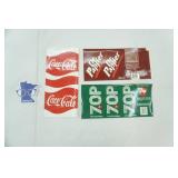 Vintage Pop Stickers or Window Clings. Coca Cola, 7 UP, Dr. Pepper