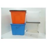 5 Storage Totes with Lids. (2 large, 3 smaller)