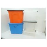 5 Storage Totes with Lids. (2 large, 3 smaller)