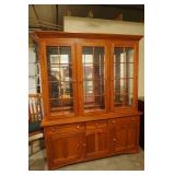 Pennsylvania House Colonial Style China Cabinet. Cherry wood finish, 2 piece.