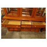 Pennsylvania House Colonial Style China Cabinet. Cherry wood finish, 2 piece.