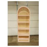 Pink Cane Arched Bookshelf. Lilac Lane Rentals. 24"x 12"x 68"