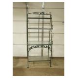 Wrought Iron Bakers Rack With Frosted Glass Shelves