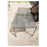 Green Wrought Iron 2 Piece Coffee Table & Side Table Set