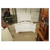 Traditional Wood Board Bed with Antique White Finish. Full Size
