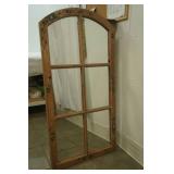 Rustic Arched Windowpane Mirror. 22"x 43"