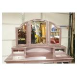 Metallic Purple Mirrored Vanity with Matching Padded Stool