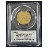 2008-S Van Buren Dollar Proof PCGS PR69 Deep Cameo