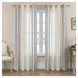 FOLKSIDE Linen Curtains 84 Inch Length 2 Panels Set for Living Room Bedroom Grommet Semi Sheer Bohemian Curtains Farmhouse Neutral Flax Rustic Window Treatment Privacy Decor, 52x84 Inches Long, Grey