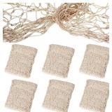 Shappy 6 Pack Natural Fish Net Decorative Cotton Fishnet Decor for Pirate Party, Mermaid Nautical Hawaii Luau Ocean Themed Wall Hanging Beach Bash Decoration Supplies (Beige)