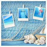 Shappy 6 Pack Natural Fish Net Decorative Cotton Fishnet Decor for Pirate Party, Mermaid Nautical Hawaii Luau Ocean Themed Wall Hanging Beach Bash Decoration Supplies (Beige)
