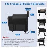 SunPatio Outdoor Heavy Duty Waterproof Grill Cover Compatible with Traeger 34 Series Wood Pellet Grill and Smoker, Texas and More, Full Length Barbecue Cover, All Weather Protection, Black