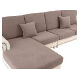 LA MEACK Couch Cushion Covers Seat Cushion Cover Stretch Couch Cover Separate Sectional Sofa Slipcovers Furniture Protector(3 Pieces for Seat or Sofa Backrest, Khaki)
