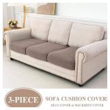 LA MEACK Couch Cushion Covers Seat Cushion Cover Stretch Couch Cover Separate Sectional Sofa Slipcovers Furniture Protector(3 Pieces for Seat or Sofa Backrest, Khaki)