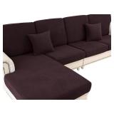 LA MEACK Couch Cushion Covers Seat Cushion Cover Stretch Couch Cover Separate Sectional Sofa Slipcovers Furniture Protector(3 Pieces for Seat or Sofa Backrest, Brown)