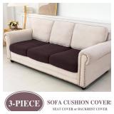 LA MEACK Couch Cushion Covers Seat Cushion Cover Stretch Couch Cover Separate Sectional Sofa Slipcovers Furniture Protector(3 Pieces for Seat or Sofa Backrest, Brown)