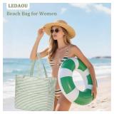 LEDAOU Large Beach Bag Women Waterproof Sandproof Zipper Beach Tote Pool Bag for Swim Gym Grocery Travel with Wet Pocket | Waterproof