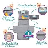 Kopi Baby Portable Diaper Changing Pad - Baby Diaper Changer Travel Bag with Wipes Pocket, Smart Design Portable Changing Mat, Infant Travel Station Kit, Gift for Newborn Girl & Boy - Grey, Classic