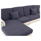 LA MEACK Chaise Couch Cushion Cover Washable Separate Seat Stretch Sectional Sofa Slipcover (1 Piece for Chaise or Sofa 3-Seater, Dark Grey)