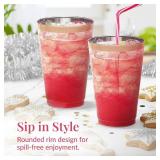 Prestee 50 Pack Disposable Plastic Cups 14 oz Rose Gold Rimmed Plastic Wine Glasses - Heavy Duty, Pink Rim Cup - Disposable Party Cups and Fancy Wedding Tumbler - Elegant Decoration Cup for Party