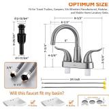 KPW Bathroom Sink Faucet 2 or 3 Hole Brushed Nickel Centerset 4 Inch Bathroom Sink Faucet 2 Handle Over ABS Non-Metallic Lavatory Bathroom Faucet with Pop up Drain Water Supply Hoses