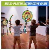HYES 2 Pack Kids Bow and Arrow with 29" Large Dart Board, LED Light Up Archery Set with 24 Suction Cup Arrows, Indoor Outdoor Sport Toys Gifts for 3 4 5 6 7 8 9 10 11 12 Year Old Boys Girls