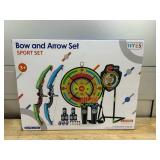 HYES 2 Pack Kids Bow and Arrow with 29" Large Dart Board, LED Light Up Archery Set with 24 Suction Cup Arrows, Indoor Outdoor Sport Toys Gifts for 3 4 5 6 7 8 9 10 11 12 Year Old Boys Girls