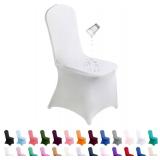 SUPERO Waterproof Spandex Chair Cover 25PCS, Stretch Dining Chair Covers, Polyester Outdoor Chair Covers, Protector Stretch Chair Cover for Party Universal, Banquet, Wedding Event, Hotel(White)